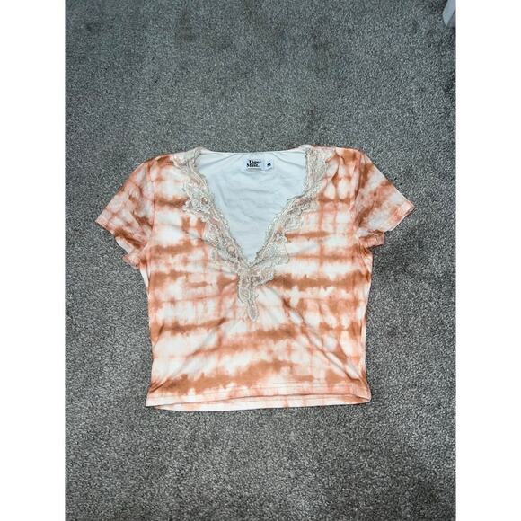 Tiger Mist cropped tie dye orange shirt size medium - Picture 1 of 3